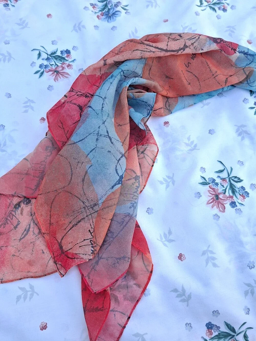 Vintage Bumble and Bumble Abstract Graphic Art Scarf